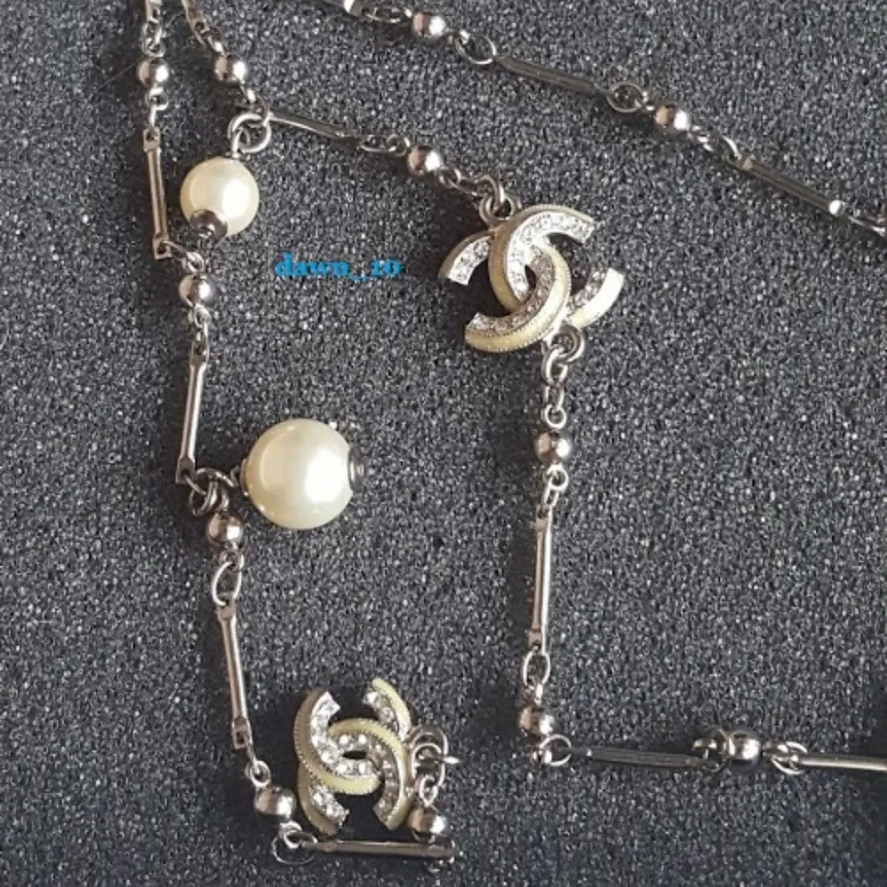 CHANEL Yellow Enamel Interlocking CC Pearl Drop Necklace